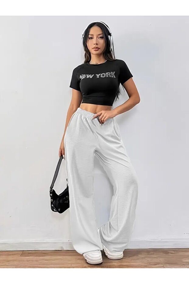 Gray Women's Baggy Oversized Plus Size Sportswear Quality Loose Fit Stretchy Comfortable Fabric Sweatpants431