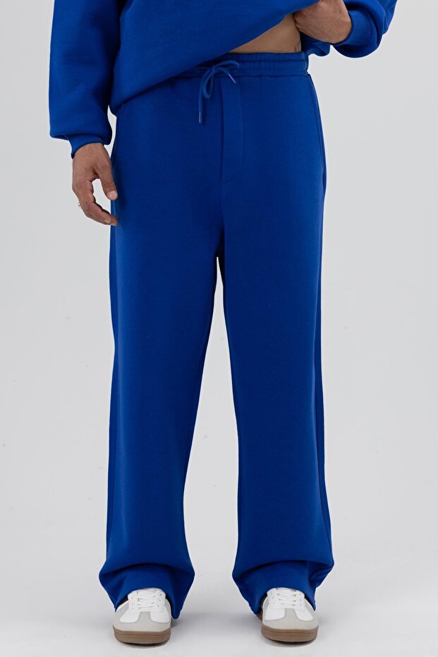 Basic Baggy Eşofman Alt Saks - 1