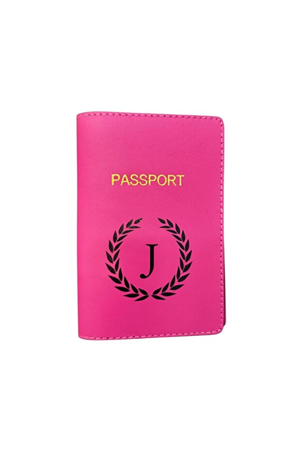 Letter Design Leather Passport Cover J