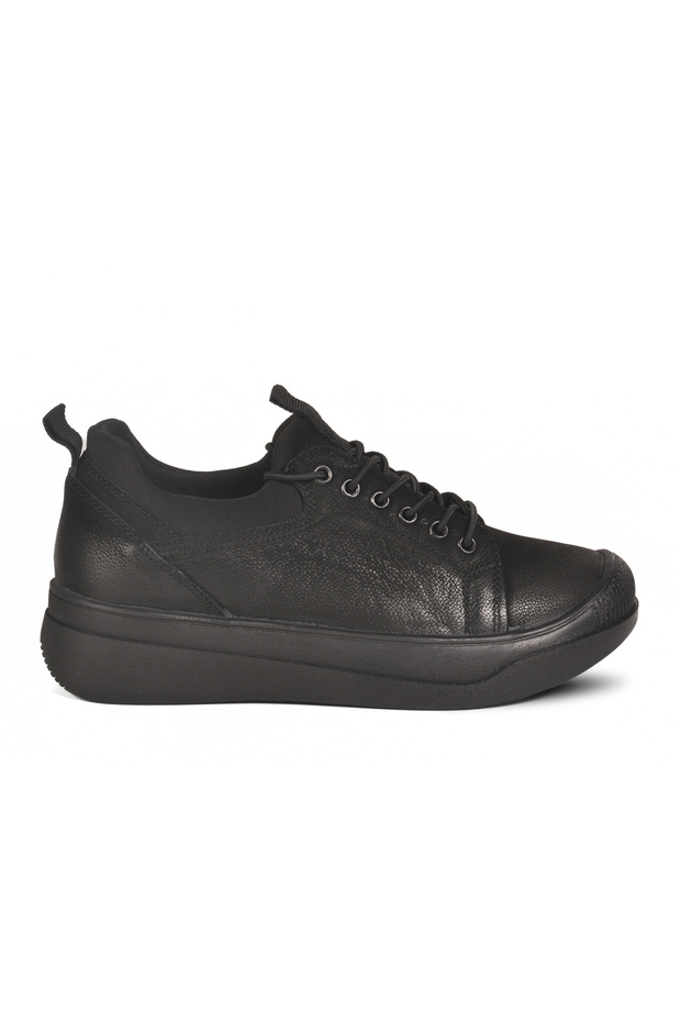 2551701K Women's Genuine Leather Stretch Rubber Lace Thick Sole Casual Shoes