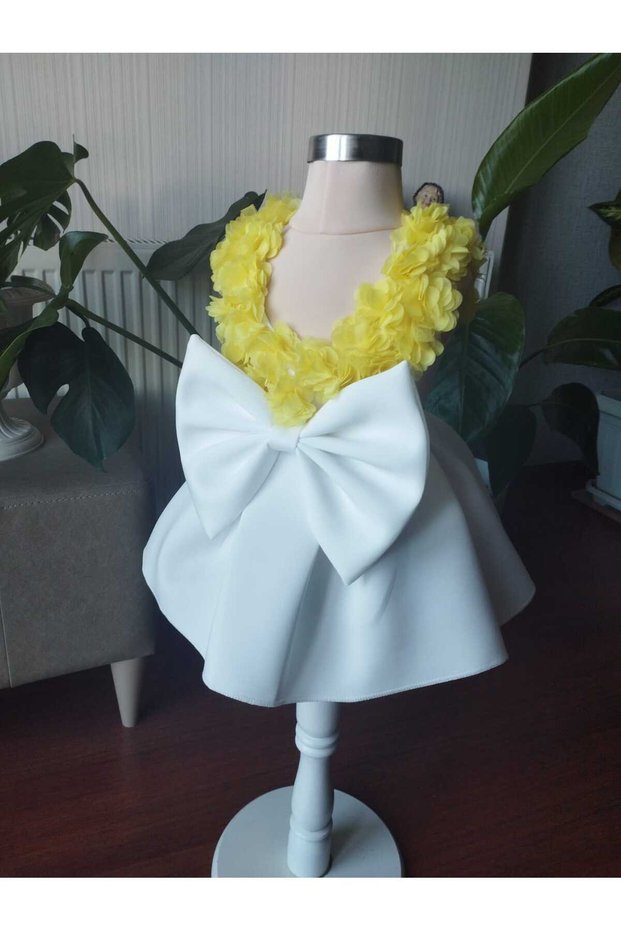 Girl Child Yellow Floral Special Occasion Birthday Dress