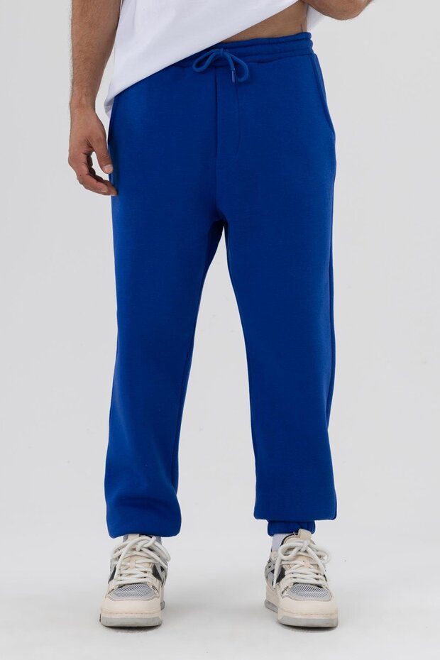 Basic Paça Lastikli Eşofman Alt Saks - 1