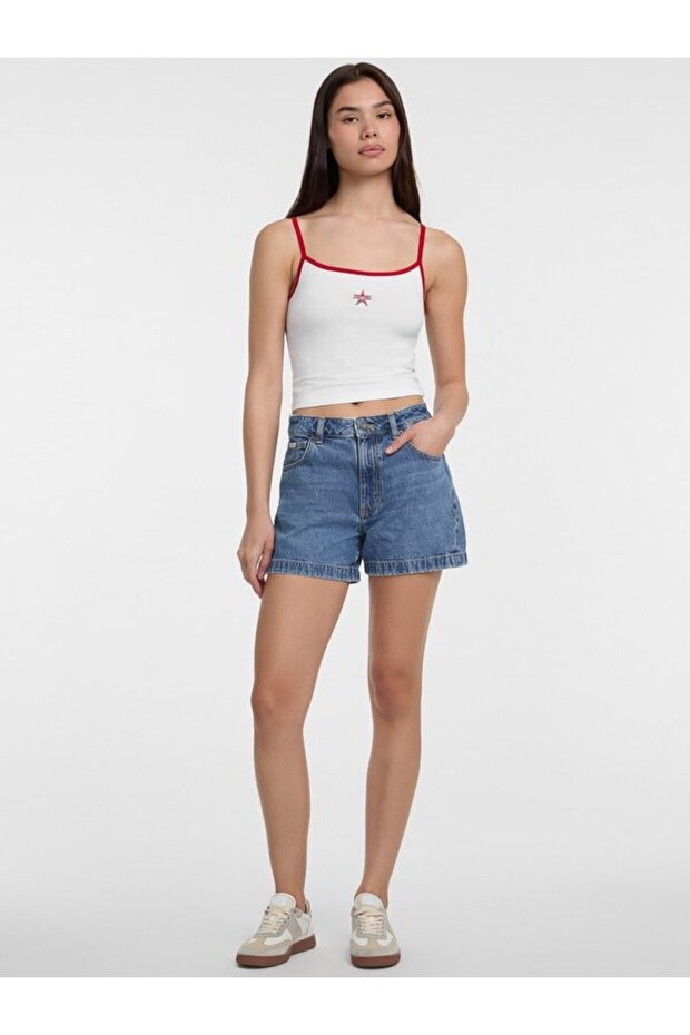 Jeans Highwaist Kadın Regular Fit Şort - 2