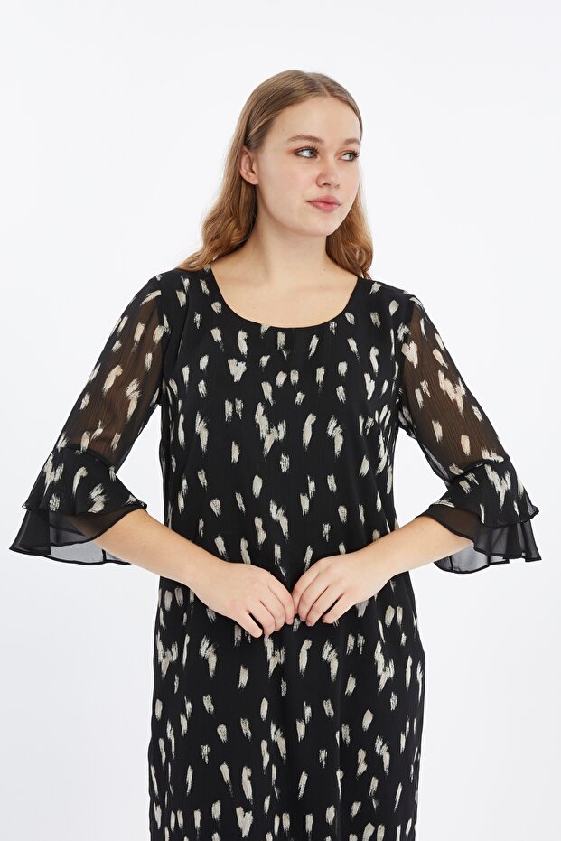 Special Patterned Plus Size Chiffon Dress
