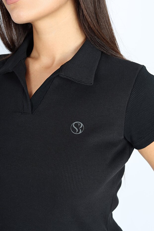 Polo Neck and Placket Camisole T-Shirt - 6