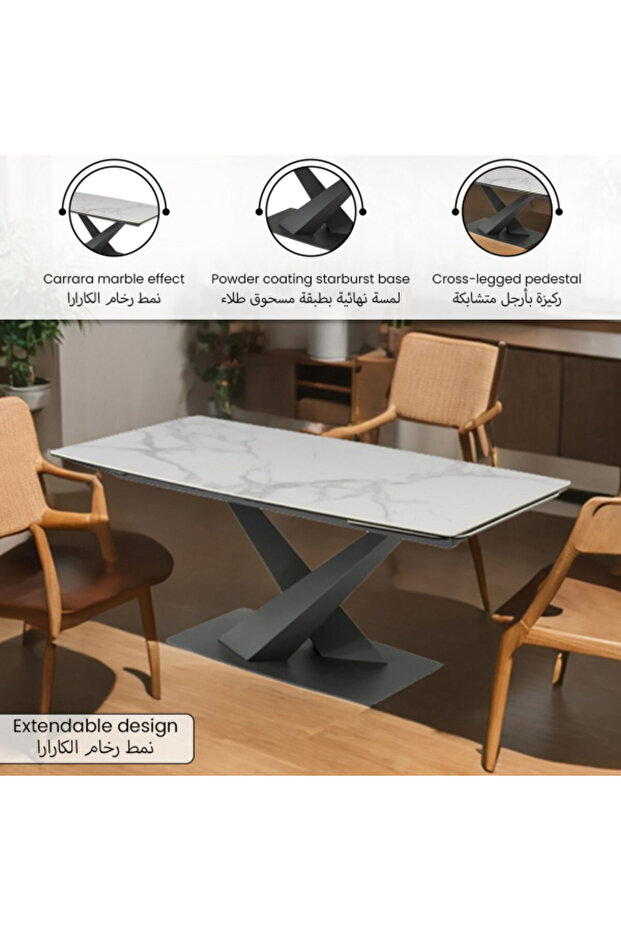 Rectangular High-Quality and Durable Extending Dining Table - 4