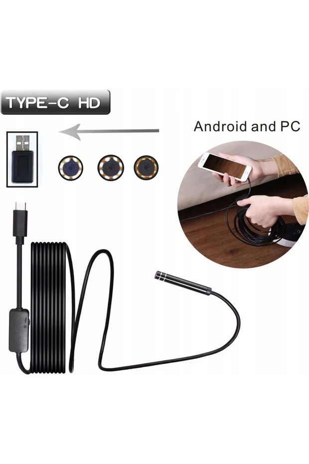 IP67 endoscopic camera, OTG function, side view adapter, USB, 6 LEDs, 5 m cable - 5