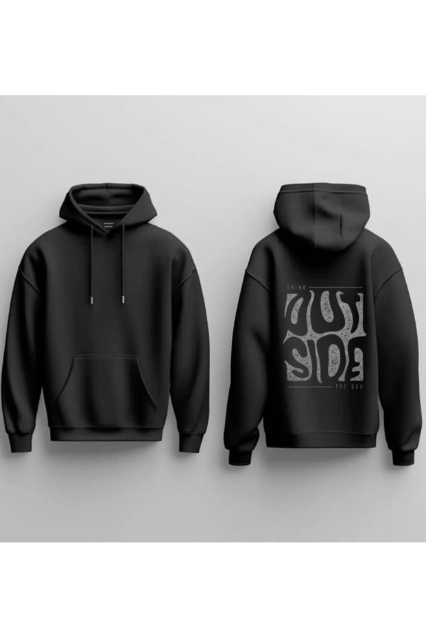 New Season Outside Djital Printed 3 Yarn Cotton Hooded Sweatshirt