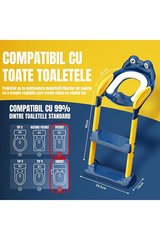 Pitikot® Children's Toilet Reducer with Ladder and Riser, Height Adjustable, Foldable and Portable - 2