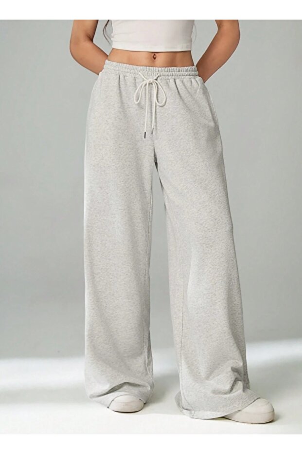 Gray Women's Baggy Loose Fit Stretchy Comfortable Fabric Sweatpants R3