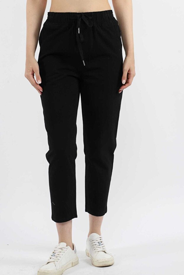 بنطلون خصر مطاطي سادة - 1