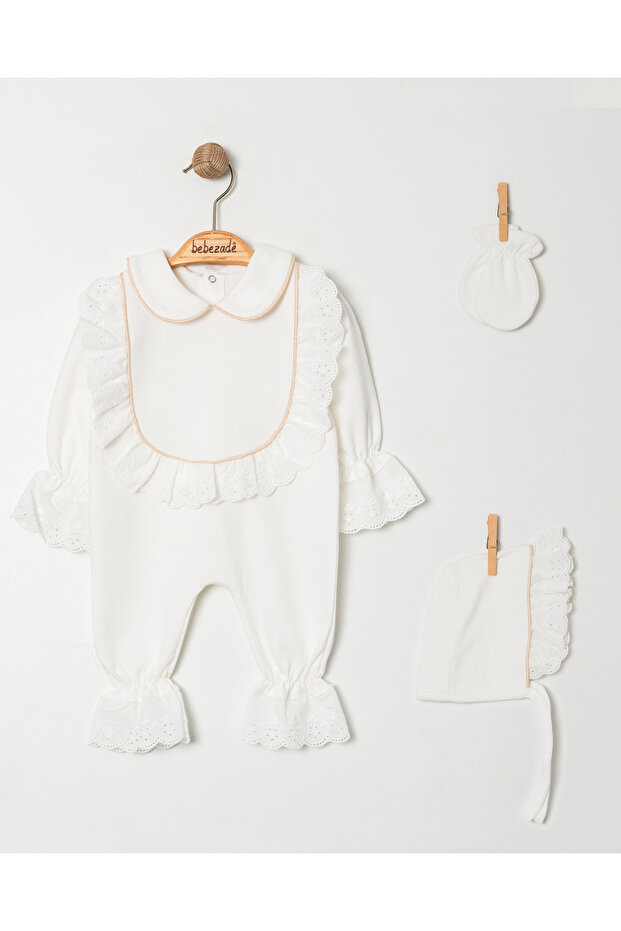 Fistolu Simli Biyeli 3 Parça Tulum Set - 1