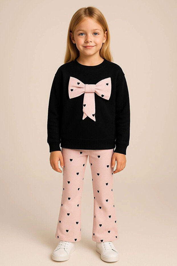 Girl's Set with Heart Printed Leggings 20454