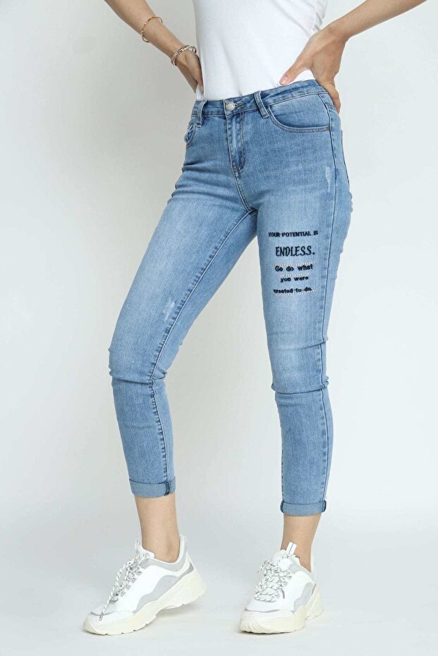 Printed Long Jeans - 1