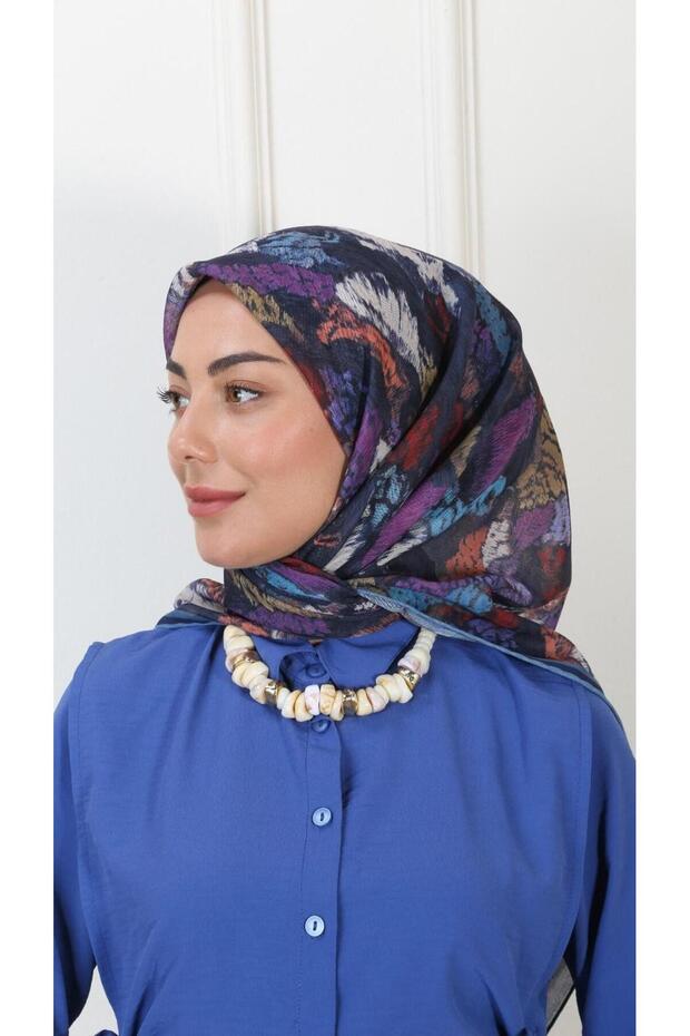 Soft Pamuk Eşarp Lacivert-1 - 1