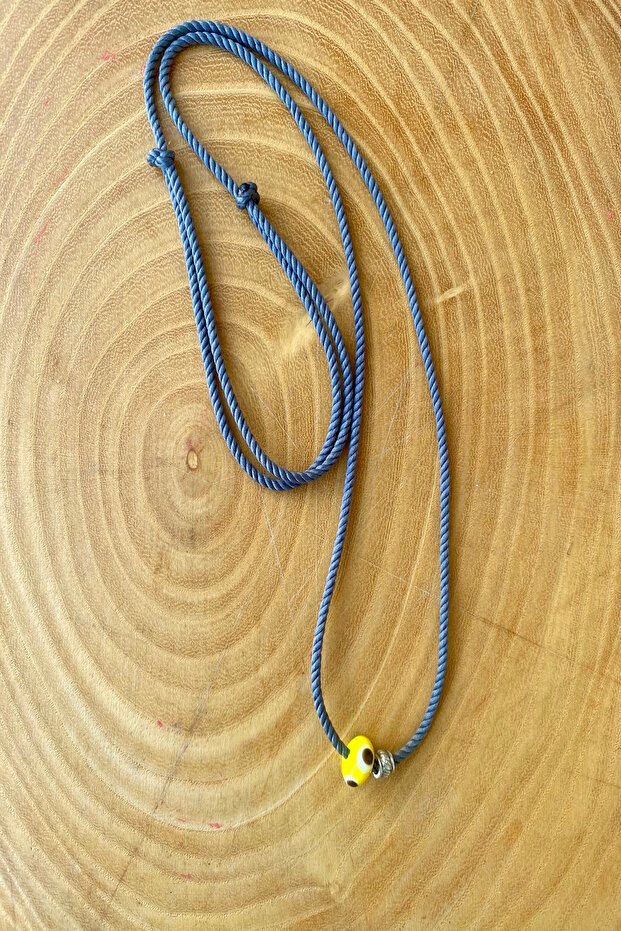 Yellow Glass Beads,Gray Auger Rope Necklace