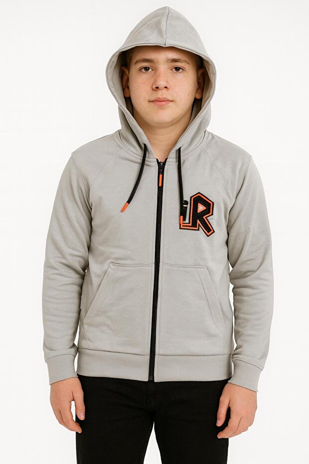 Hooded Zippered Side Pocket Printed 100% Cotton 2 Thread Seasonal Boys' Sweatshirt