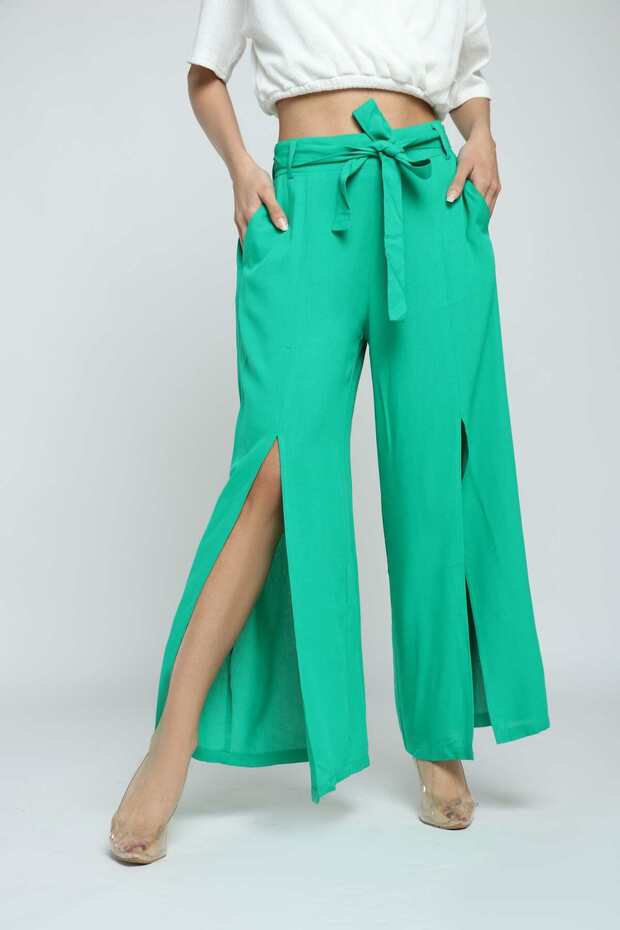 Solid Open-Front Pants - 1