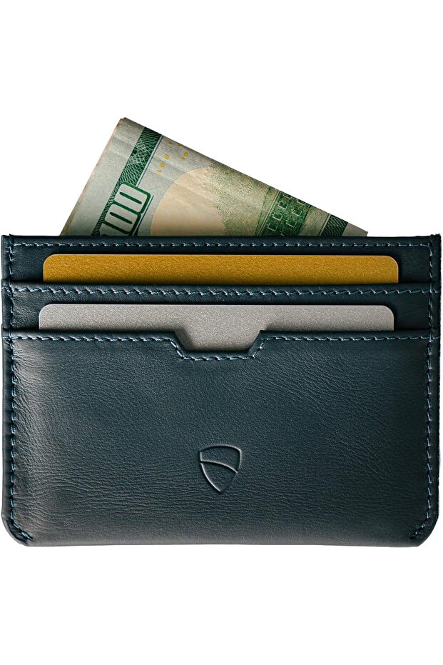 MOORGATE Slim Card Holder - Minimalist Leather Wallet, RFID Blocking Sleeve, Fits Front Po