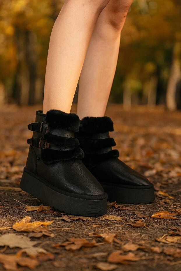 Çift Tokalı KalınTaban Kadın Bot - 3