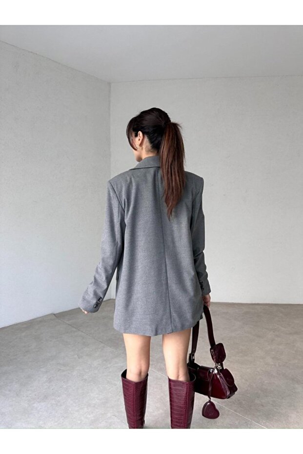 سترة سترة كبيرة الحجم بأزرار مزدوجة - 3