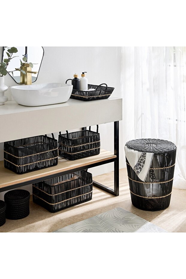 Ebony laundry basket with lid - 3