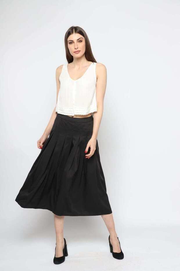 بنطلون واسع مقصوص سادة - 2