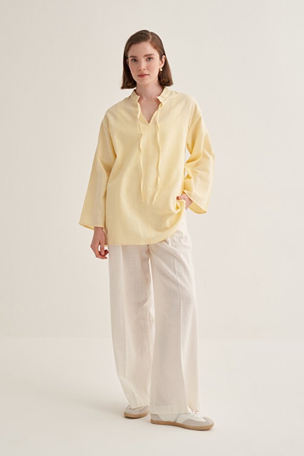 Women's Organic Cotton V-Neck Blouse Butter