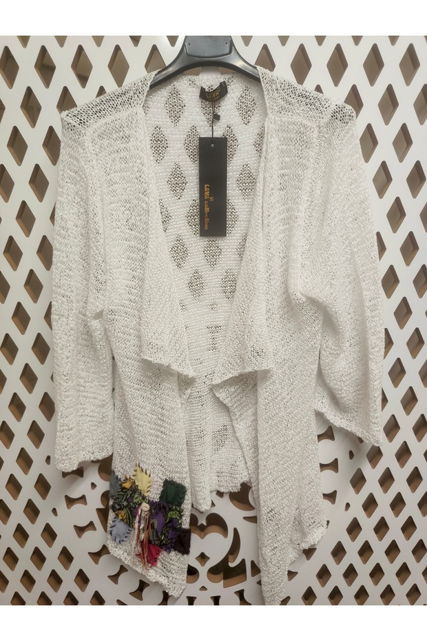 Otantik Delikli Örme Hırka - 1