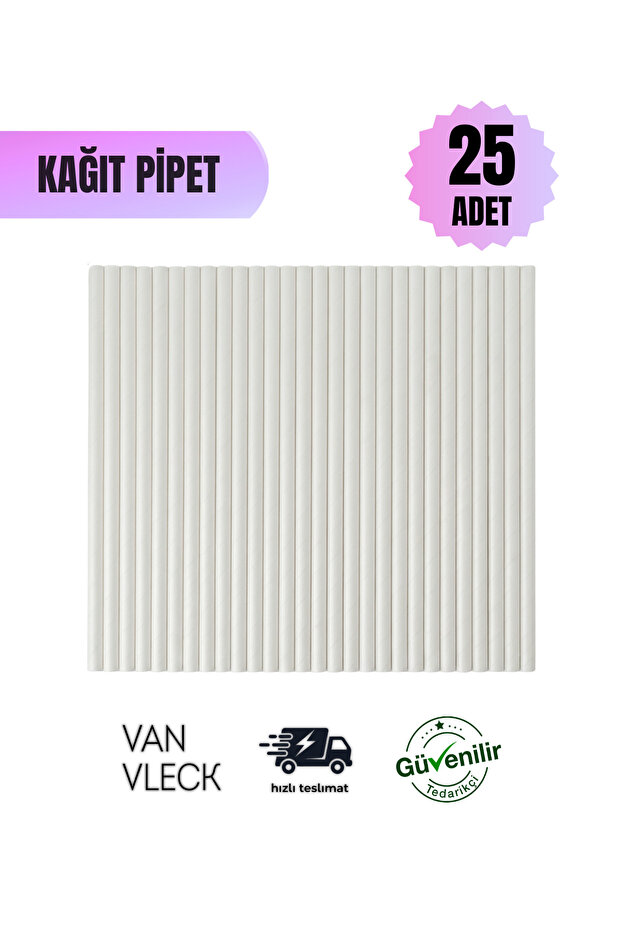 Set of 25 White Paper Straws – Eco-Friendly, Disposable, Durable, White Straws