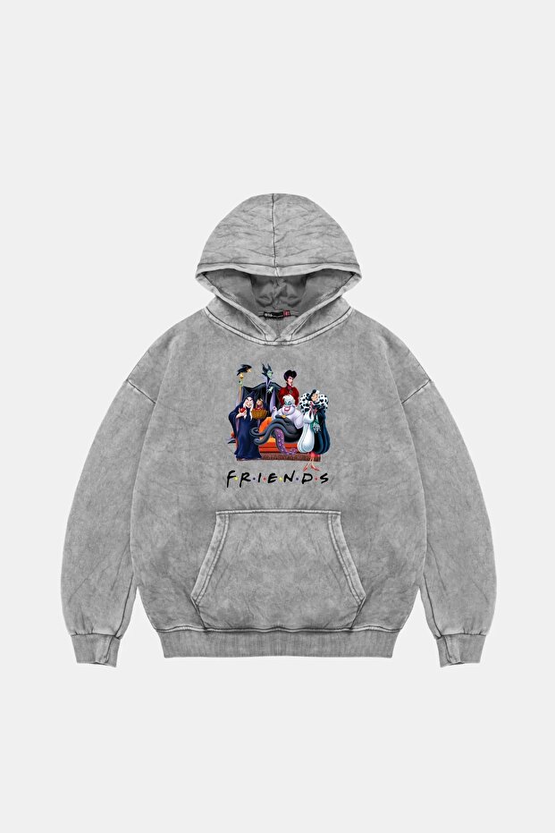 Friends Printed Oversize Unisex Washable White Hoodie
