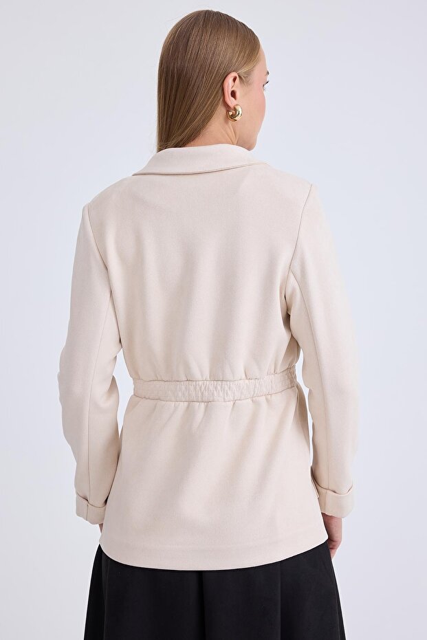 Belden Bağlamalı Süet Ceket - 4