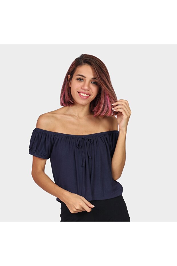 Solid Off-Shoulder Short Top - 1