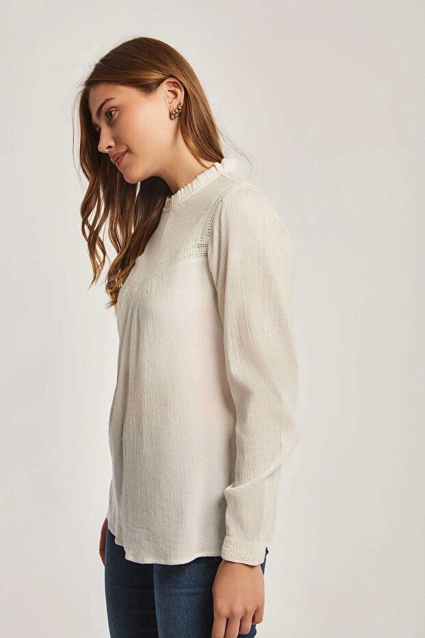 بلوزة سادة بأكمام طويلة - 4