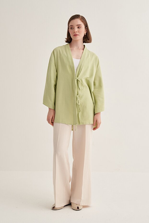 Women's Organic Cotton Oversize Kimono Light Green