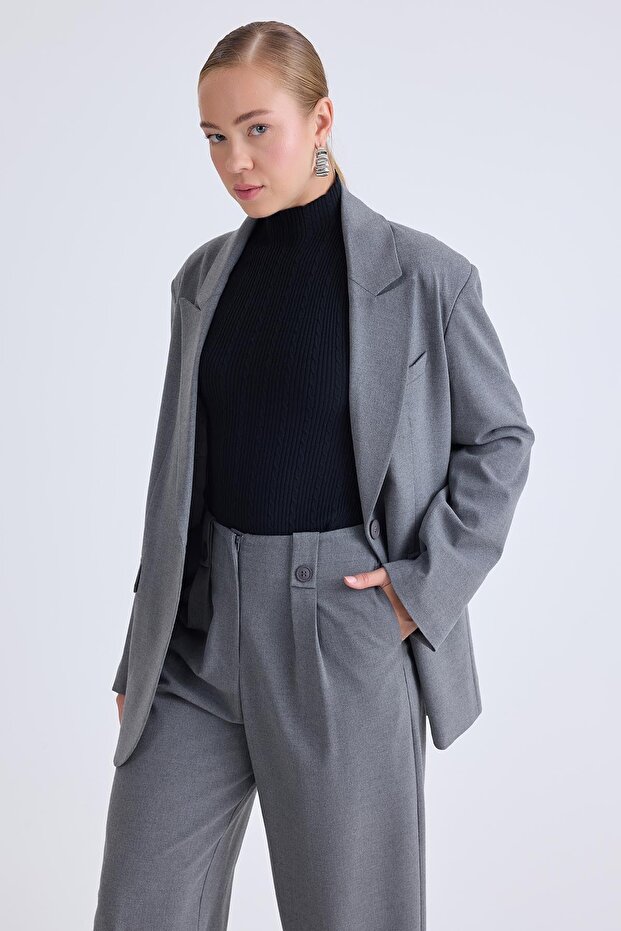 سترة مبطنة بزر واحد - 4