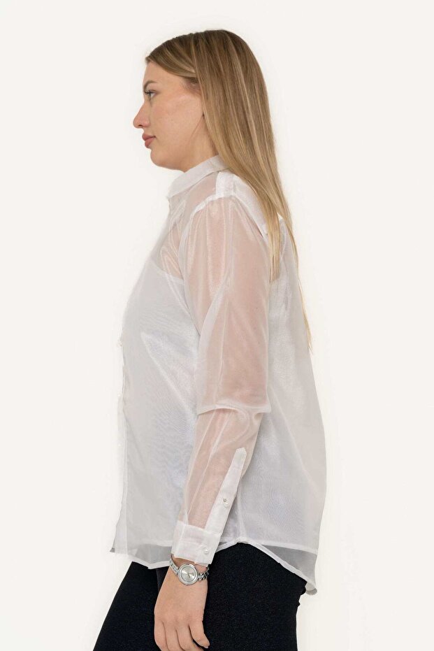 Solid Buttoned Long-Sleeve Top - 3