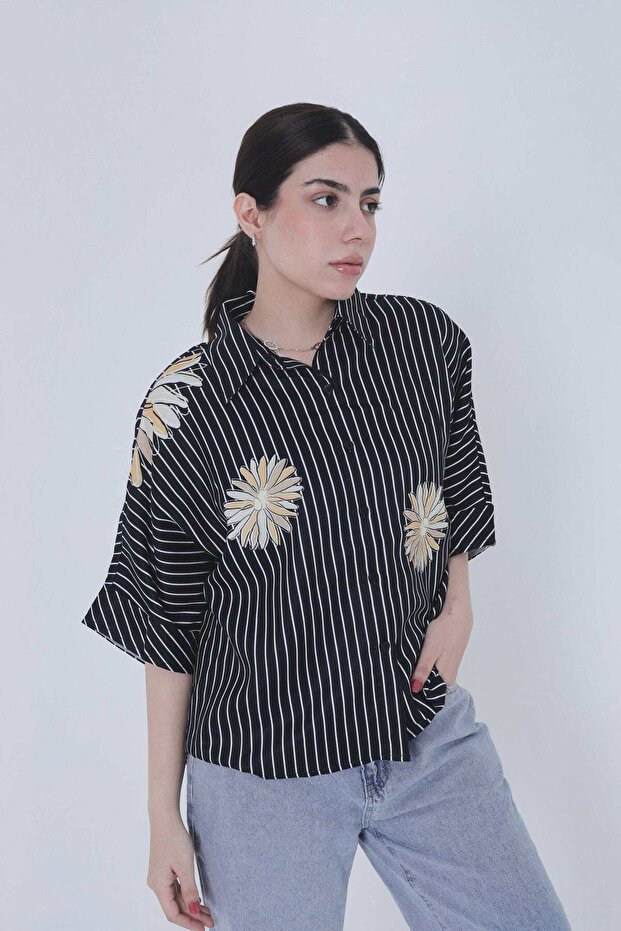 Striped 3/4-Sleeve Top