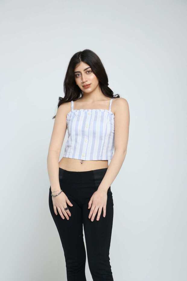 Striped Square-Neck Top - 1
