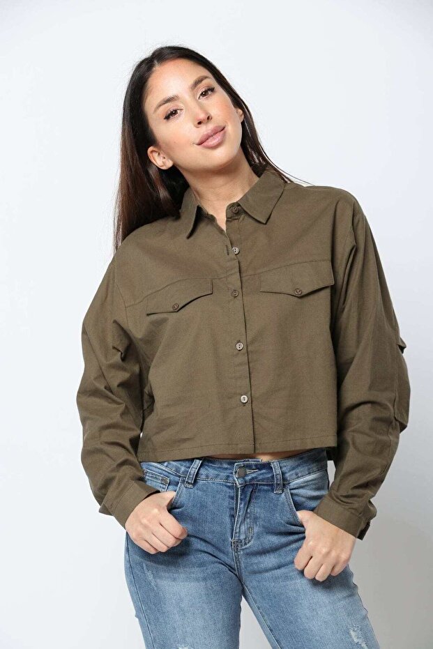 بلوزة سادة بأزرار أمامية - 2