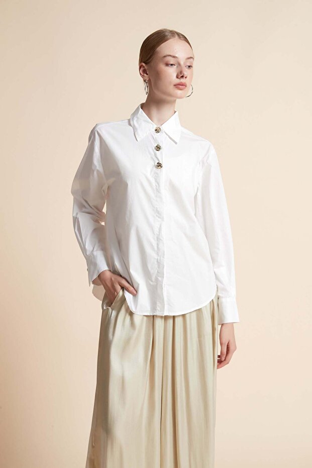 بلوزة سادة بأكمام طويلة - 1