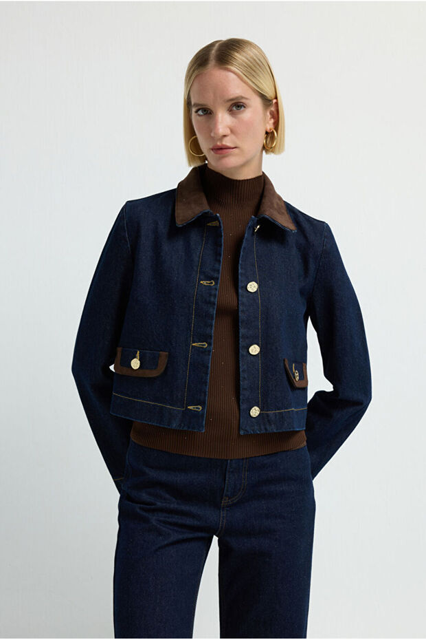 Cepli Denim Ceket - 5