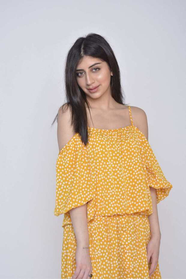 Off-Shoulder Polka Dot Top - 1