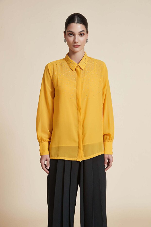 بلوزة سادة بأكمام طويلة - 2