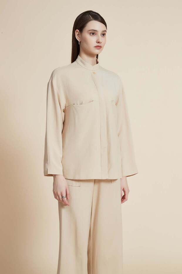 بلوزة سادة بأكمام طويلة - 5