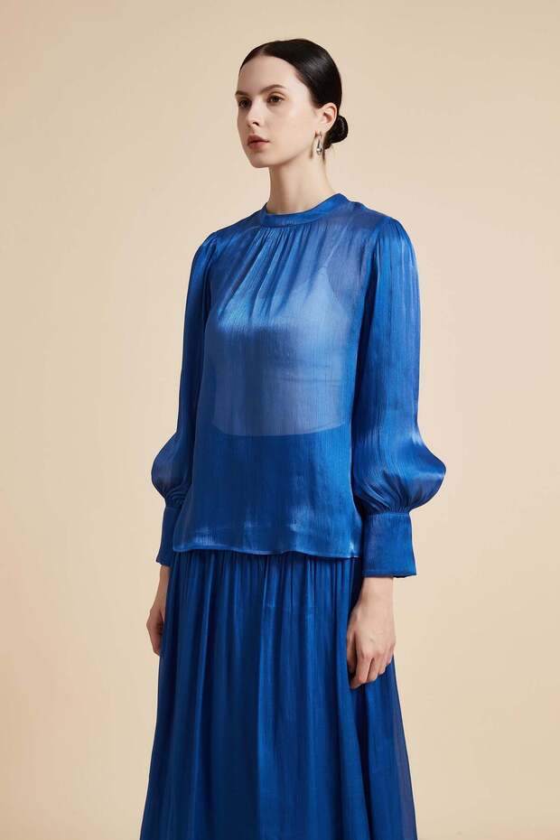 بلوزة سادة بأكمام طويلة - 2