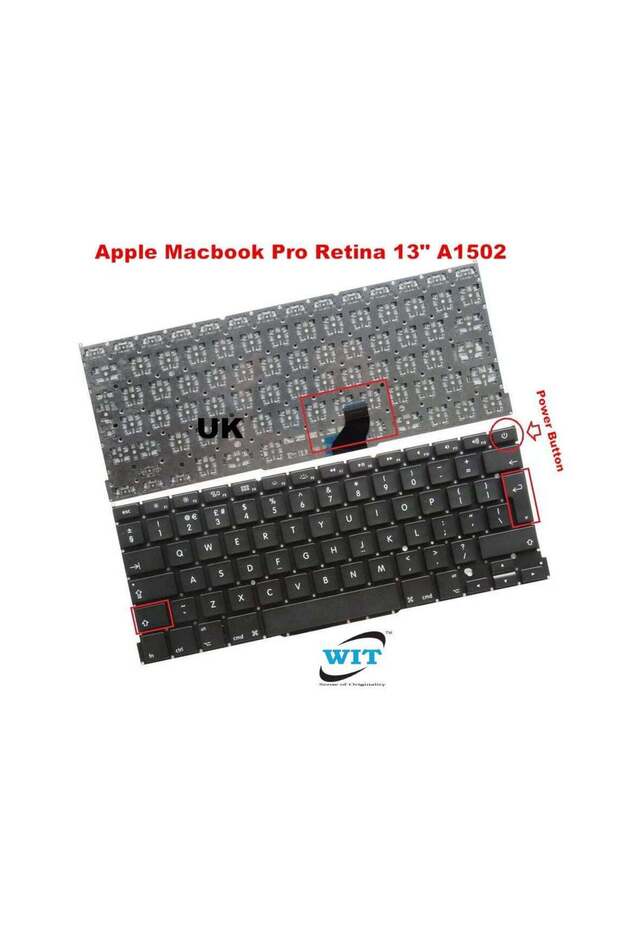 لوحة مفاتيح الكمبيوتر المحمول البريطانية لـApp A1502 MacBook Pro RETINA 13 (2013 - 2014-2015)