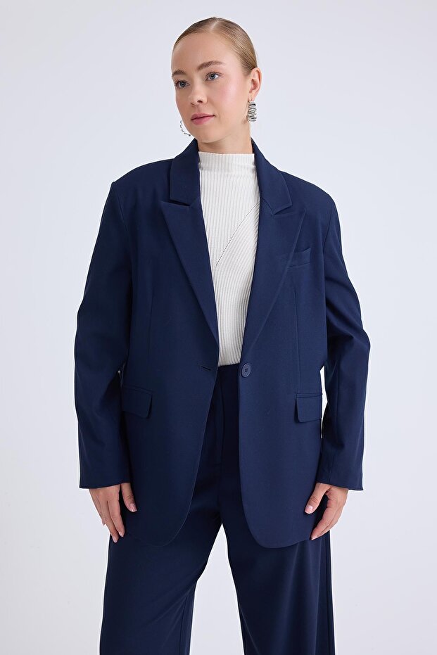 سترة مبطنة بزر واحد - 1