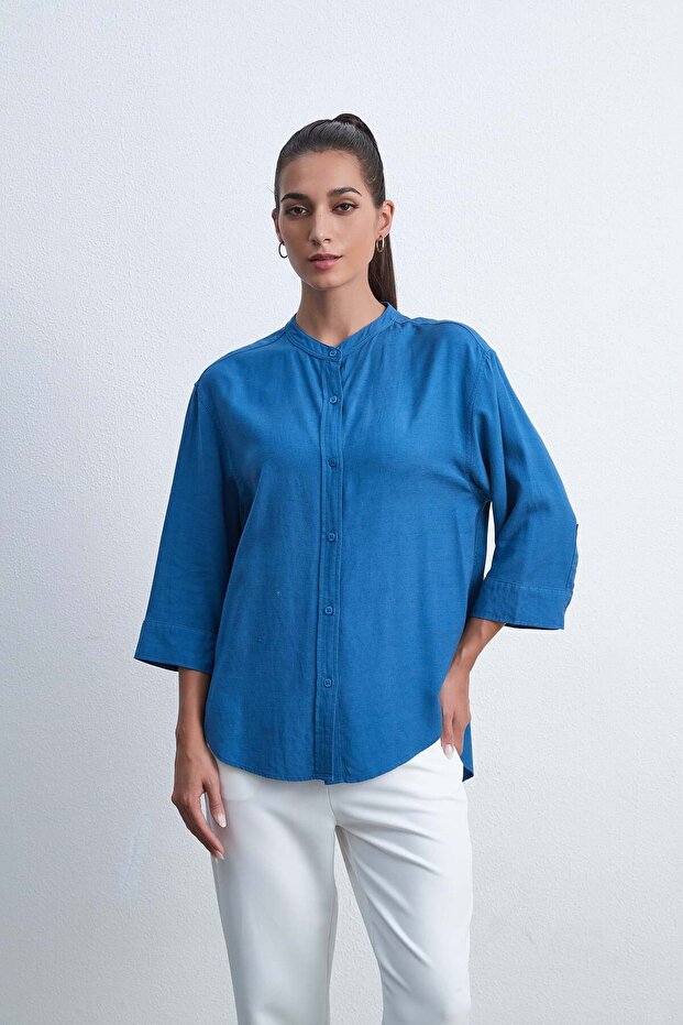 قميص بياقة قميص سادة - 1