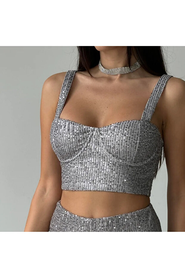 Simli Askılı Crop - 1